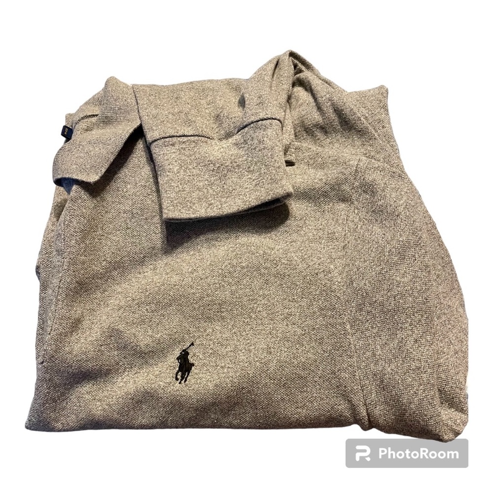 POLO RALPH Lauren blue label | long sleeve collared polo shirt | XL | grey | EUC